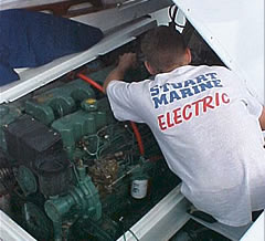 checking a boat's alternator & engine harness connections